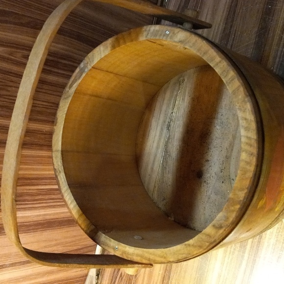 Vintage 1970s mushroom 🍄 wooden bucket lid cookie lunch storage - Picture 4 of 6